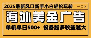 2025最新风口 海外美金广告 单机单日500+ 可无限放大 设备越多收益越大 轻松上手-木白网创
