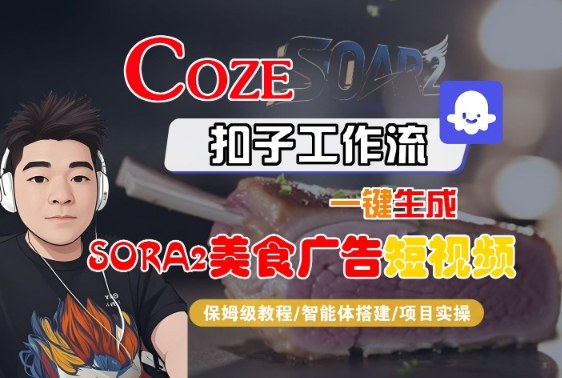 Coze扣子智能体工作流一键生成“SORA2美食广告“短视频，全流程保姆级教学-木白网创
