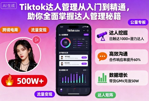 Tiktok达人管理从入门到精通，助你全面掌握达人管理秘籍-木白网创