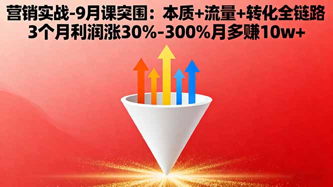 营销实战-9月突围课:本质+流量+转化全链路 3个月利润涨30%-300%月多赚10w+-木白网创