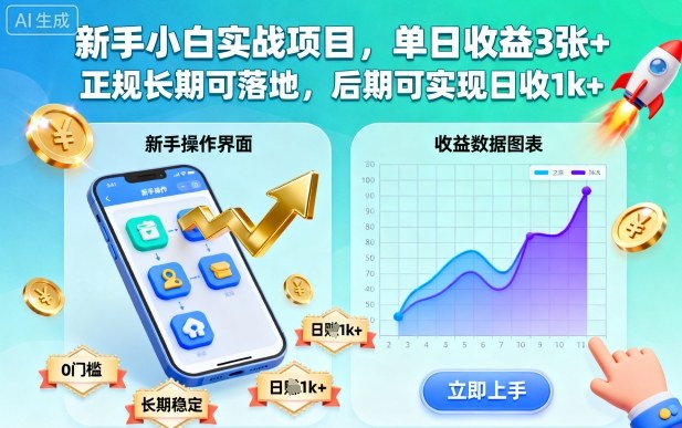 新手小白实战项目,单日收益3张+,正规长期可落地,后期可实现日收1k+【揭秘】-木白网创