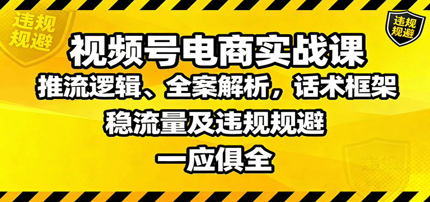 图片[1]-视频号电商实战课：推流逻辑、全案解析，话术框架，稳流量及违规规避等-木白网创