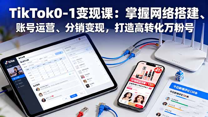 TikTok0-1变现课：掌握网络搭建、账号运营、分销变现，打造高转化万粉号-木白网创