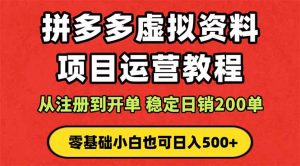 拼多多开店运营课程： 蓝海变现玩法，轻松实现睡后收入 零基础小白也可...-木白网创