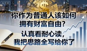 付费文章：你作为普通人该如何拥有财富自由？认真看耐心读，我把思路全写给你了-木白网创