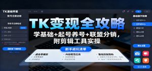 TK变现全攻略：学基础+起号养号+联盟分销，附剪辑工具实操-木白网创