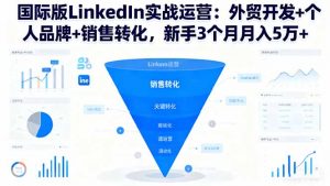国际版LinkedIn实战运营：外贸开发+个人品牌+销售转化，新手3个月月入5万+-木白网创