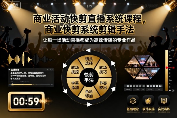 商业活动快剪直播系统课程，商业快剪系统剪辑手法-木白网创