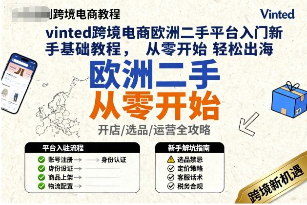 vinted跨境电商欧洲二手平台入门新手基础教程，从零开始轻松出海-木白网创