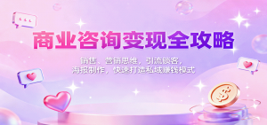 商业咨询变现全攻略：销售、营销思维，引流锁客，海报制作，快速打造私域赚钱模式-木白网创