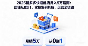 2025拼多多快速起店月入5万指南：店铺从0到1，实操案例拆解，运营全链路-木白网创