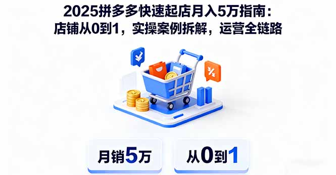 2025拼多多快速起店月入5万指南：店铺从0到1，实操案例拆解，运营全链路-木白网创