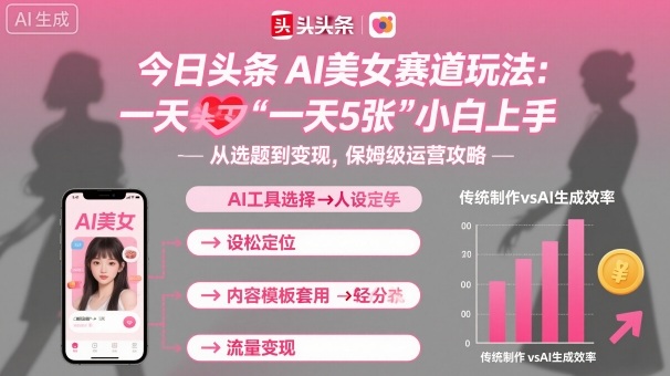 今日头条AI美女赛道玩法，一天轻松5张，小白轻松上手-木白网创