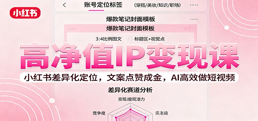高净值IP变现课：小红书差异化定位，文案点赞成金， AI高效做短视频-木白网创
