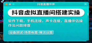 抖音虚拟直播间搭建实操、软件下载，手机连接，声卡连接，直播伴侣操作及问题排查-木白网创