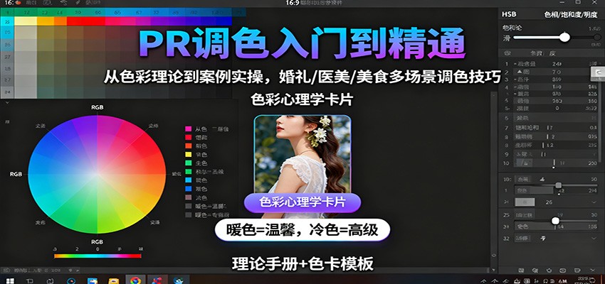 图片[1]-PR调色入门到精通：从色彩理论到案例实操，婚礼/医美/美食多场景调色技巧-木白网创