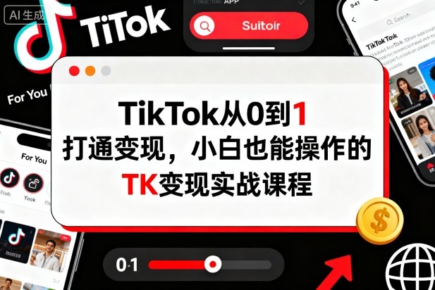 TikTok从0到1打通变现，小白也能操作的TK变现实战课程-木白网创
