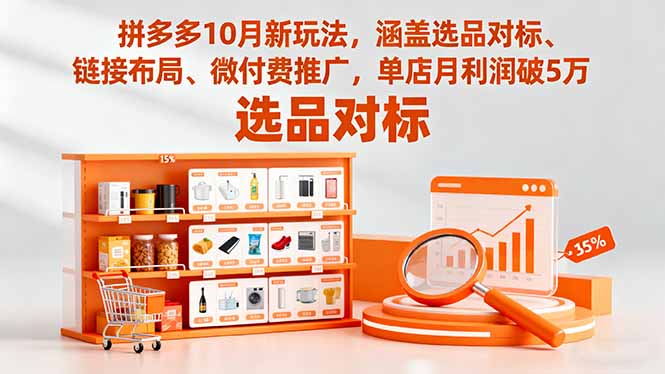 拼多多10月新玩法，涵盖选品对标、链接布局、微付费推广，单店月利润破5万-木白网创