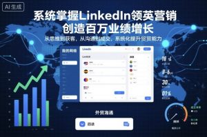 系统掌握LinkedIn领英营销，创造百万业绩增长，从思维到获客，从沟通到成交，系统化提升外贸能力-木白网创