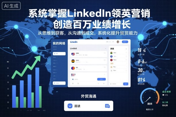 系统掌握LinkedIn领英营销，创造百万业绩增长，从思维到获客，从沟通到成交，系统化提升外贸能力-木白网创