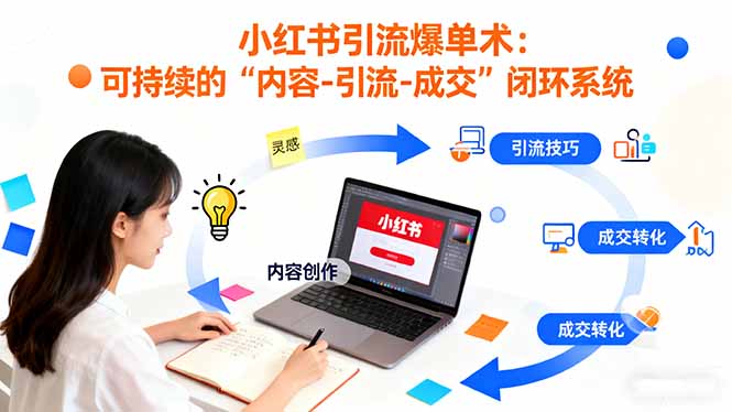 小红书引流爆单术：构建一套低成本 可持续的“内容-引流-成交”闭环系统-木白网创
