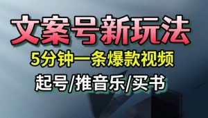 文案号新玩法，5分钟一条爆款视频，流量高，起号快，多方位变现-木白网创