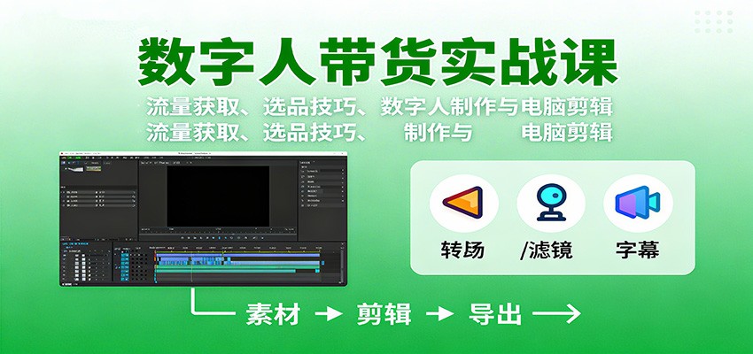 图片[1]-数字人变现实战课：流量获取、选品技巧、数字人制作与电脑剪辑-木白网创