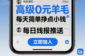 高级0元羊毛线报社群项目，每天简单挣点小钱-木白网创
