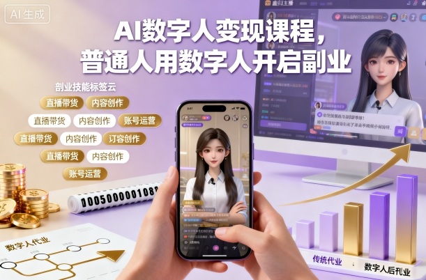 AI数字人变现课程，普通人用数字人开启副业-木白网创