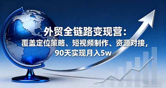 外贸全链路变现营：覆盖定位策略、短视频制作、资源对接，90天实现月入5w-木白网创
