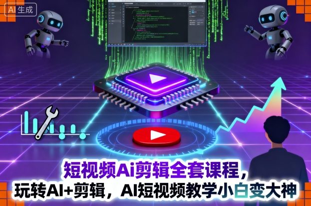 短视频Ai剪辑全套课程，玩转AI+剪辑，AI短视频教学小白变大神-木白网创