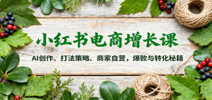 小红书电商增长课：AI创作、打法策略、商家自营，爆款与转化秘籍-木白网创