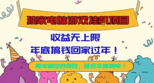 独家电脑游戏挂G项目，常年稳定，收益无上限，年底搞钱回家过年【揭秘】-木白网创