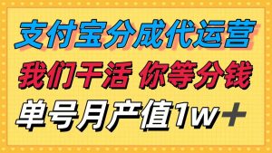 十月最强捡钱项目，支付宝分成代运营，我们干活，你等着分钱！单号月产...-木白网创