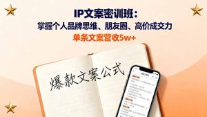 IP文案密训班：掌握个人品牌思维、朋友圈、高价成交力，单条文案营收5w+-木白网创