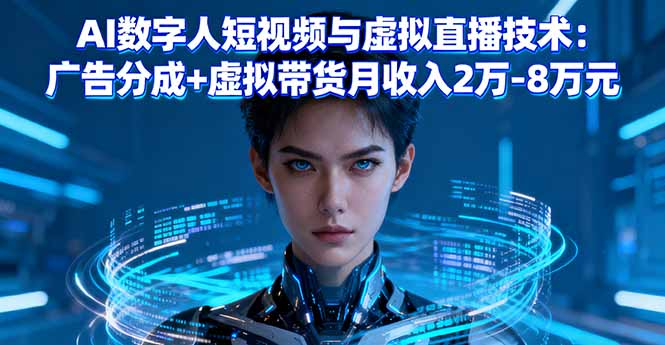 AI数字人短视频与虚拟直播技术：广告分成+虚拟带货月收入2万-8万元-木白网创