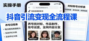 抖音引流变现全流程课：养号找对标，作品制作，账号设置，全网内容分发-木白网创