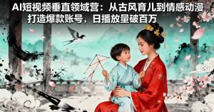 AI短视频垂直领域营：从古风育儿到情感动漫，打造爆款账号,日播放量破百万-木白网创