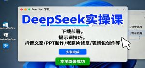 DeepSeek实操课：下载部署，提示词技巧，抖音文案/PPT制作/老照片修复/表情包创作等-木白网创
