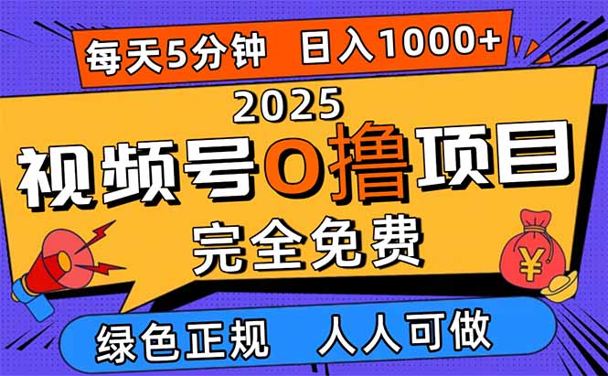 2025视频号0撸项目，5分钟一个号，日入1000+，人人可做-木白网创