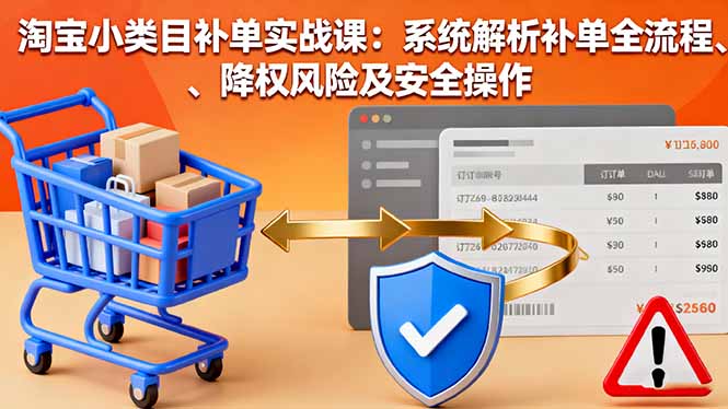 淘宝小类目补单实战课:系统解析补单全流程、降权风险及安全操作-木白网创