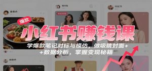 小红书赚钱课：学爆款笔记对标与模仿，做吸睛封面 + 数据分析，掌握变现秘籍-木白网创