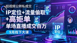 短视频公转私成交9月线下大课，IP定位+流量偷取+高客单，单场直播成交百万-木白网创