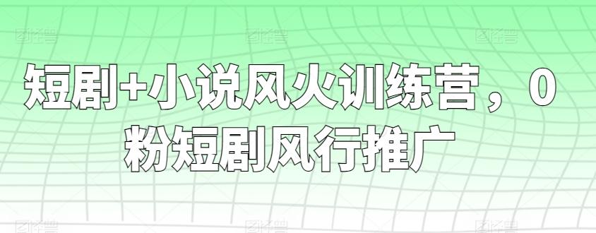 短剧+小说风火训练营，0粉短剧风行推广-木白网创
