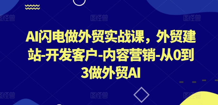 AI闪电做外贸实战课，​外贸建站-开发客户-内容营销-从0到3做外贸AI(更新)-木白网创