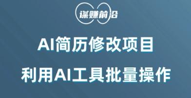 AI简历修改项目，利用AI工具批量化操作，小白轻松日200+-木白网创