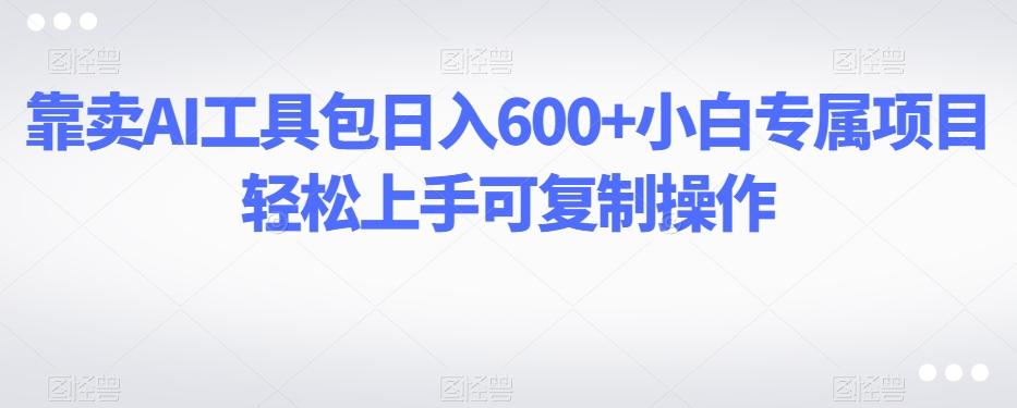 靠卖AI工具包日入600+小白专属项目轻松上手可复制操作-木白网创
