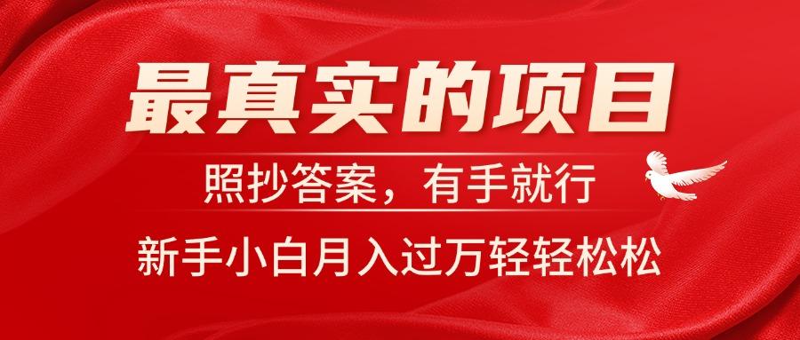 最真实的项目，照抄答案，有手就行，新手小白月入过万轻轻松松-木白网创