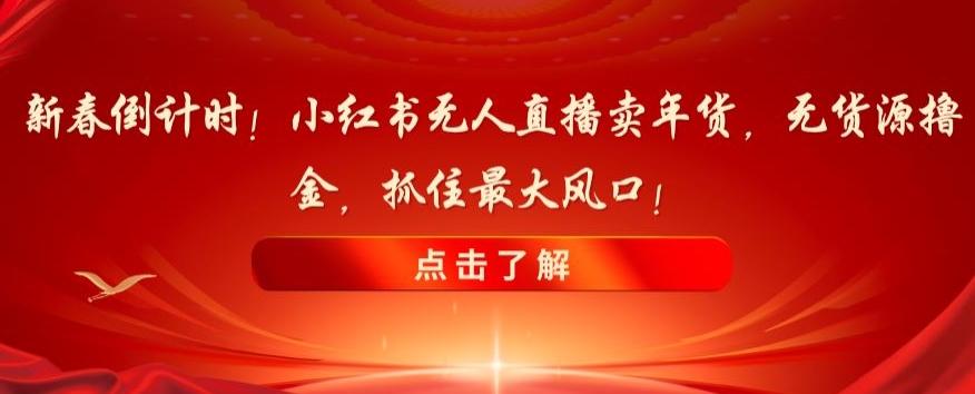 新春倒计时！小红书无人直播卖年货，无货源撸金，抓住最大风口【揭秘】-木白网创