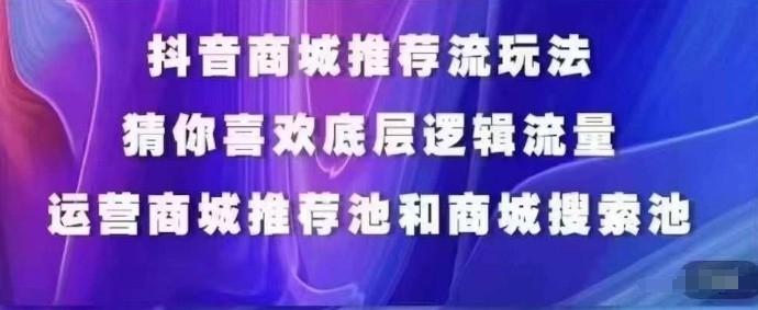 抖音商城运营课程，猜你喜欢入池商城搜索商城推荐人群标签覆盖-木白网创
